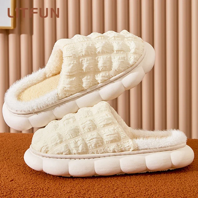 

Crestar Platform Plush Women's Cloud Slippers Soft Fluffy Memory Foam Household Furry Slippers Winter Indoor Non-slip Shoes 2023