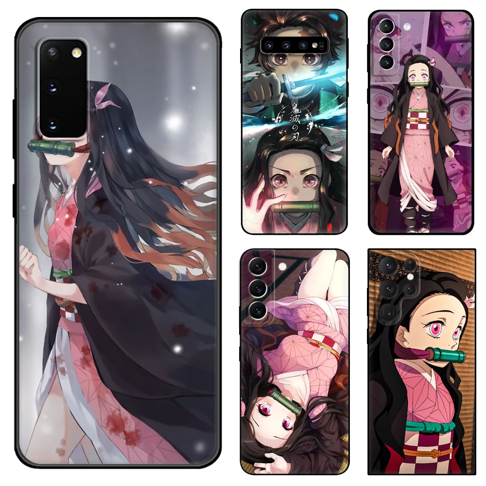 

Черный чехол Nezuko из ТПУ для Samsung galaxy S22 S20 S21 FE PLUS ultra + S10 E lite, задняя крышка