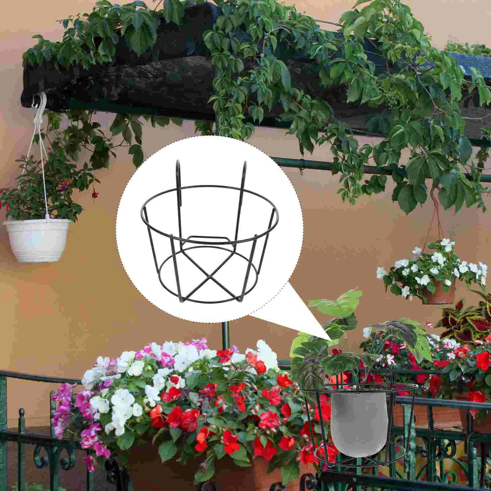

Hanging Planter Holder Flower Pot Railing Basket Fence Balcony Metal Over Planters Stand Deck Baskets Hanger Rail Iron Potted