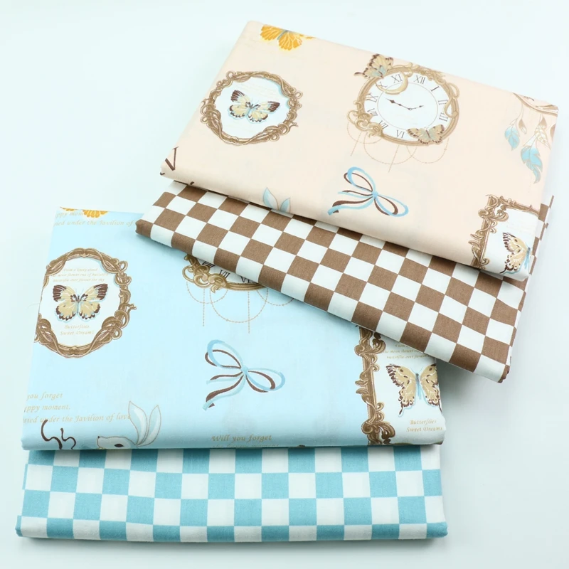 

50*160cm Vintage Printed Soft Fabric For Garment Bags Wallet Making Sewing Handmade Craft DIY Supplies Materials