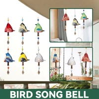bird song bell garden decoration hanging rustic wind chime handcrafted vintage bird wind chime pendant tube bell door