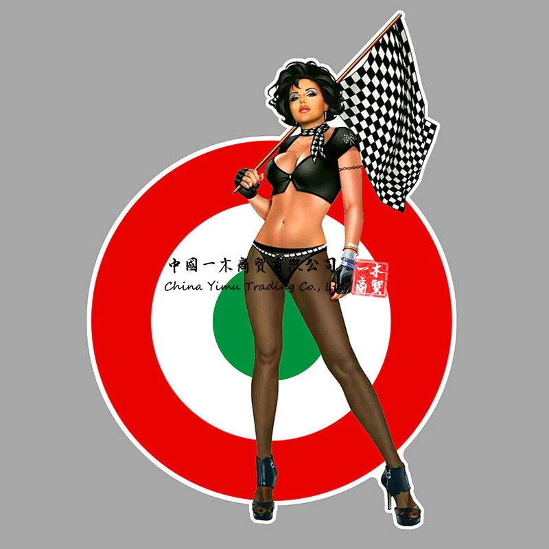 

Naked Woman Sticker Pinup Pin Up Italie Italia Vespa Fiat Drapeau Damiers Scuderia Off Road