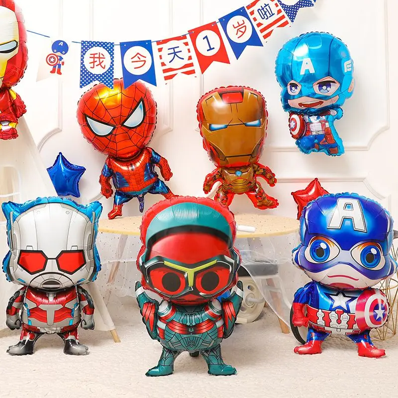 

Marvel Мстители Капитан Америка Человек-паук мультфильм трехмерная алюминиевая пленка шарик фотография