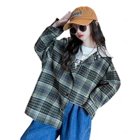 spring autumn girls jackets childrens plaid outerwear teenager girls hooded shirt for girl top coat kids casual clothes 5 14yrs