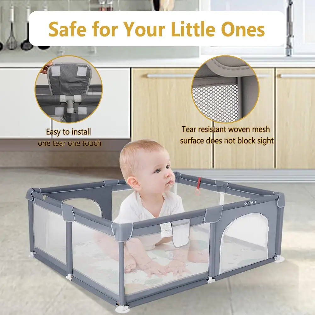 

Baby Playpen For Babies Toddlers 71 "x 59" x 26.5 " Extra Large Safety Baby Playard Fence Activity Center For Indoor Outdoor