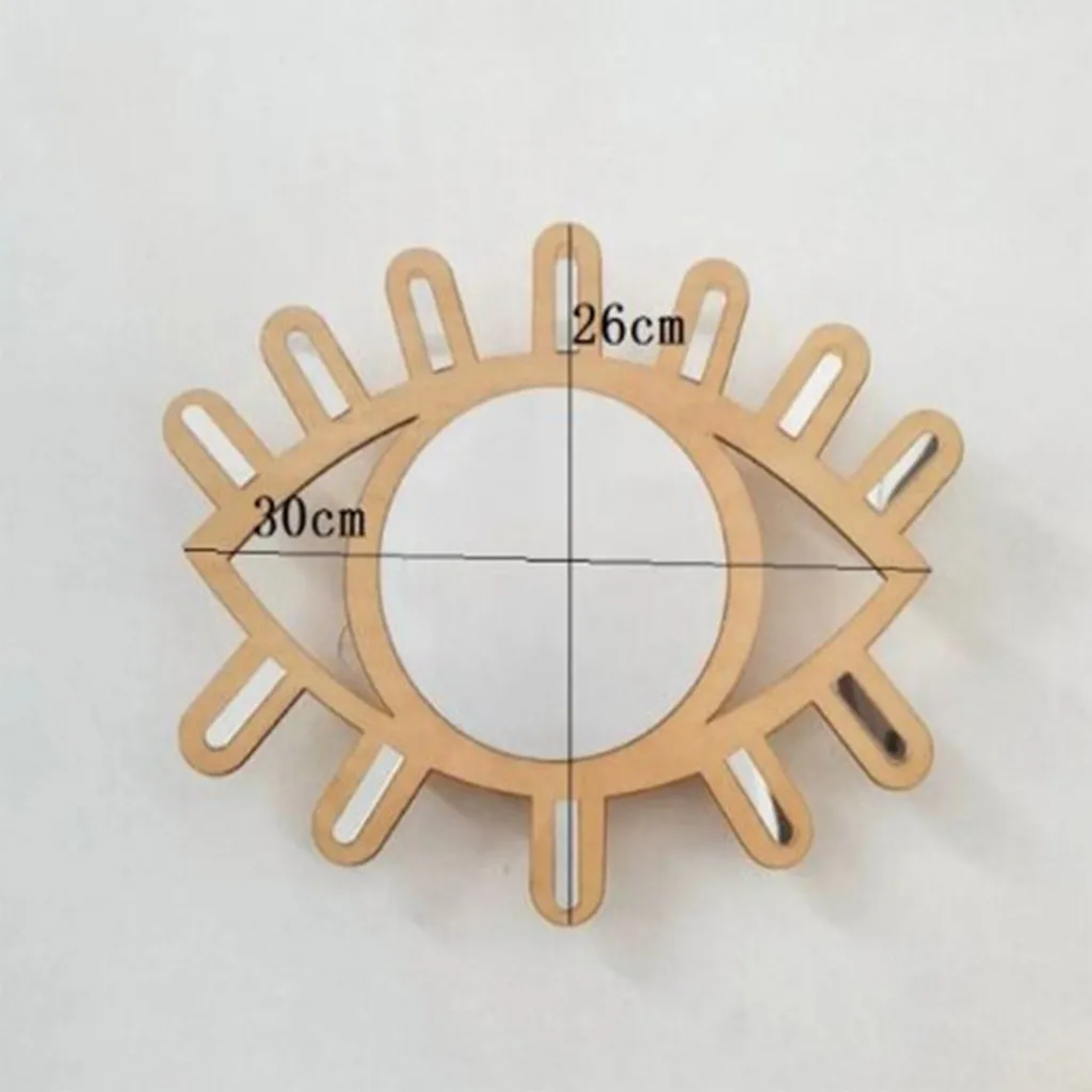 

New Nordic Style Wooden Eye Shape Wall Decoration Mirror Explosion Room Decoration Wall Mirror Bedroom Home Decoration 2022
