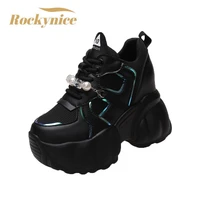 new women high platform sneakers breathable mesh shoes women wedges heels casual shoes 10cm thick sole autumn sports sneakers