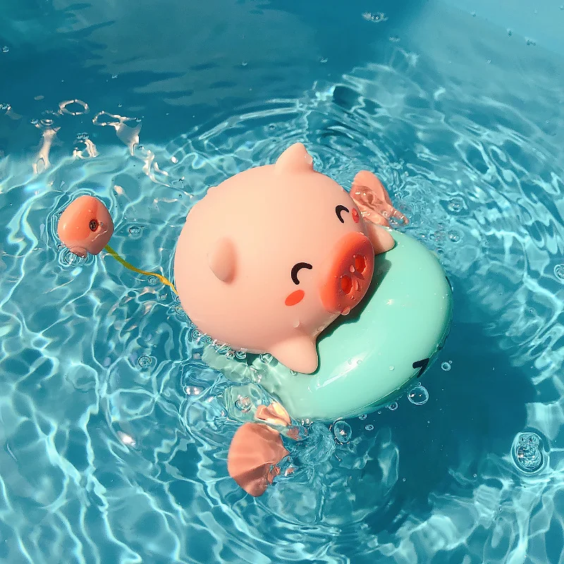 

Детская игрушка для ванной, мультяшная свинка, Детская водная игрушка для плавания, черепаха, заводные на цепочке, детские игрушки для малышей 3 года