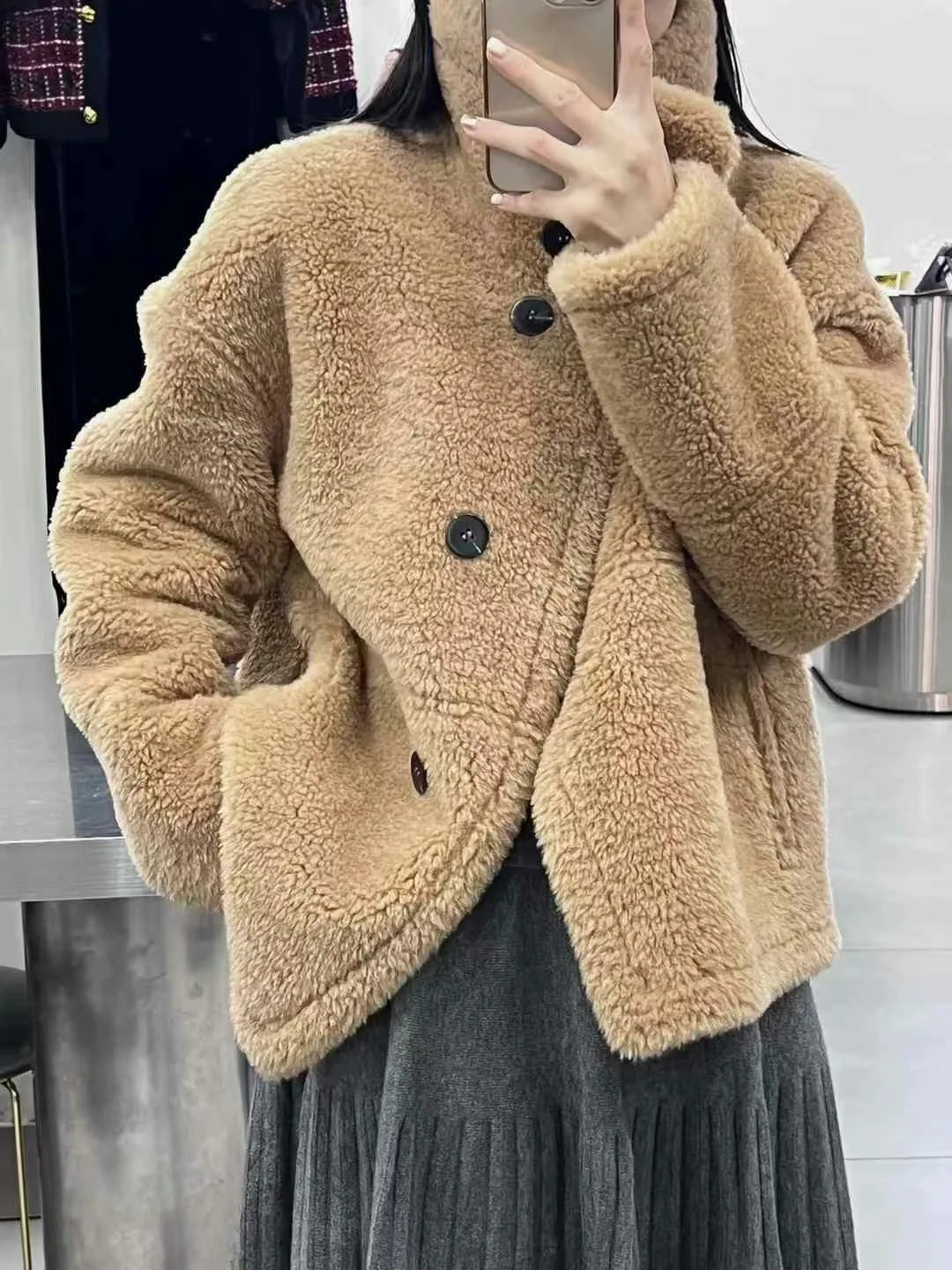 YX.FS Fur Integrated 2024 новинка зимы воротник-стойка маленькая бархатная шерсть ягненка