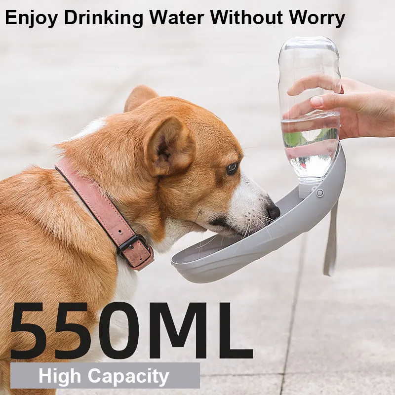 

Портативная бутылка для воды для домашних животных, 550 мл, пластиковая герметичная миска для кормления, дорожные бутылки для воды для милых ...