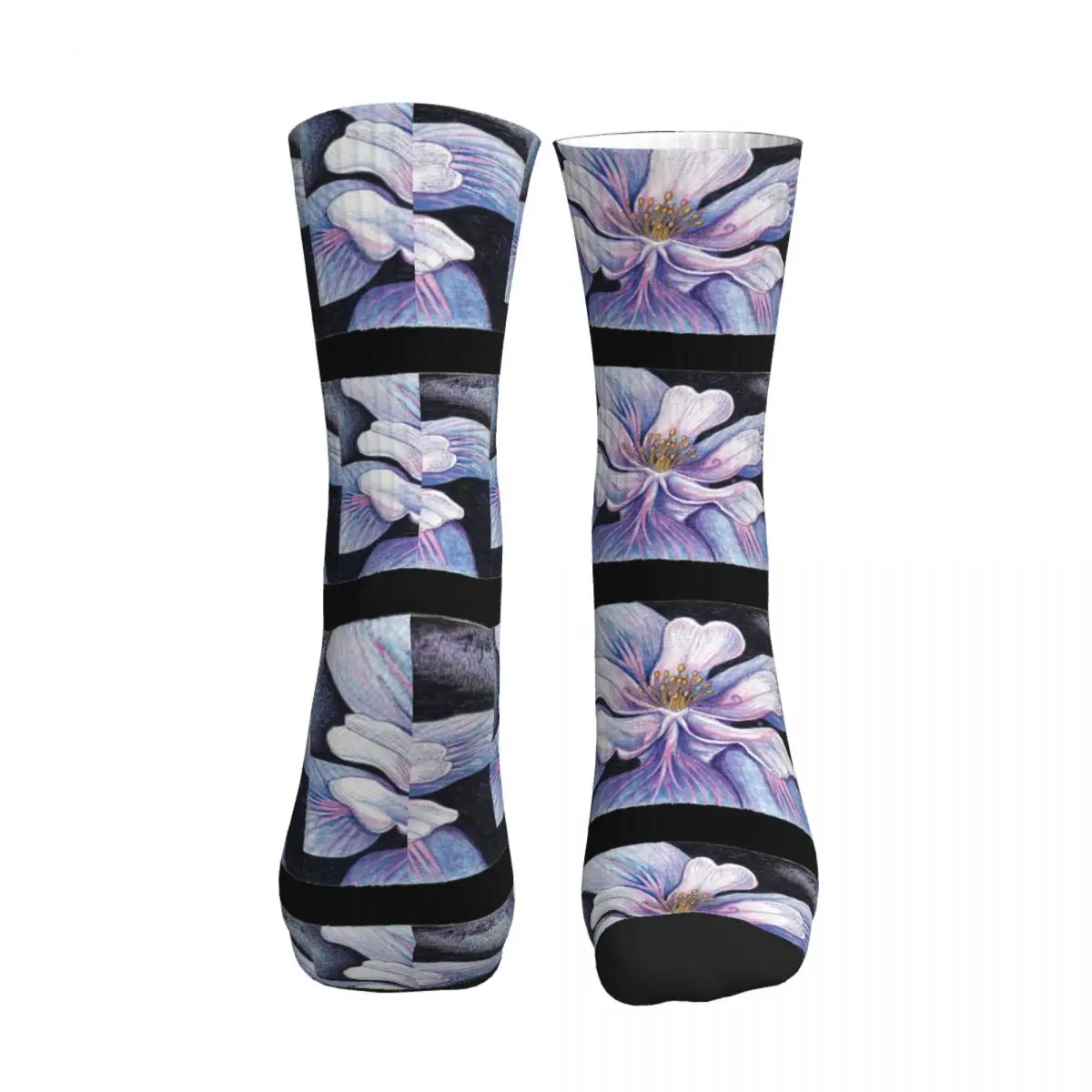 Голубые цветки Коломбина (НАТУРАЛЬНАЯ фиксация до о'keeffe) спортивные носки