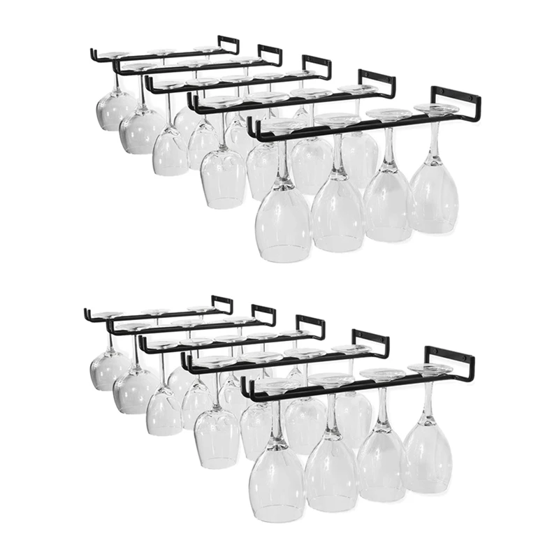 

10 Pcs Stemware Wine Glass Storage Rack,Wall Mountable Kitchen Storage Rack ,Black,11 Inch / 30Cm