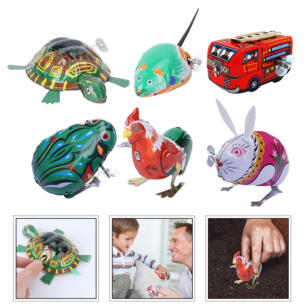 

6pcs Cartoon Wind Toys Animal Clockwork Rooster Party Favors Toys