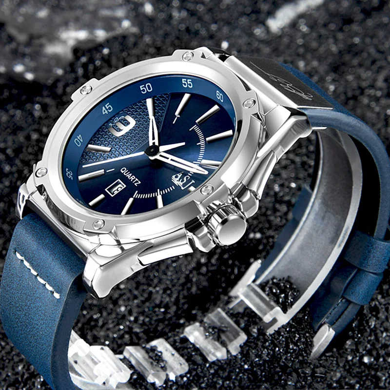 

2022 New Men Business Quartz Watch Top Leather Waterproof Casual Non-Mechanical Watch Men's Clock