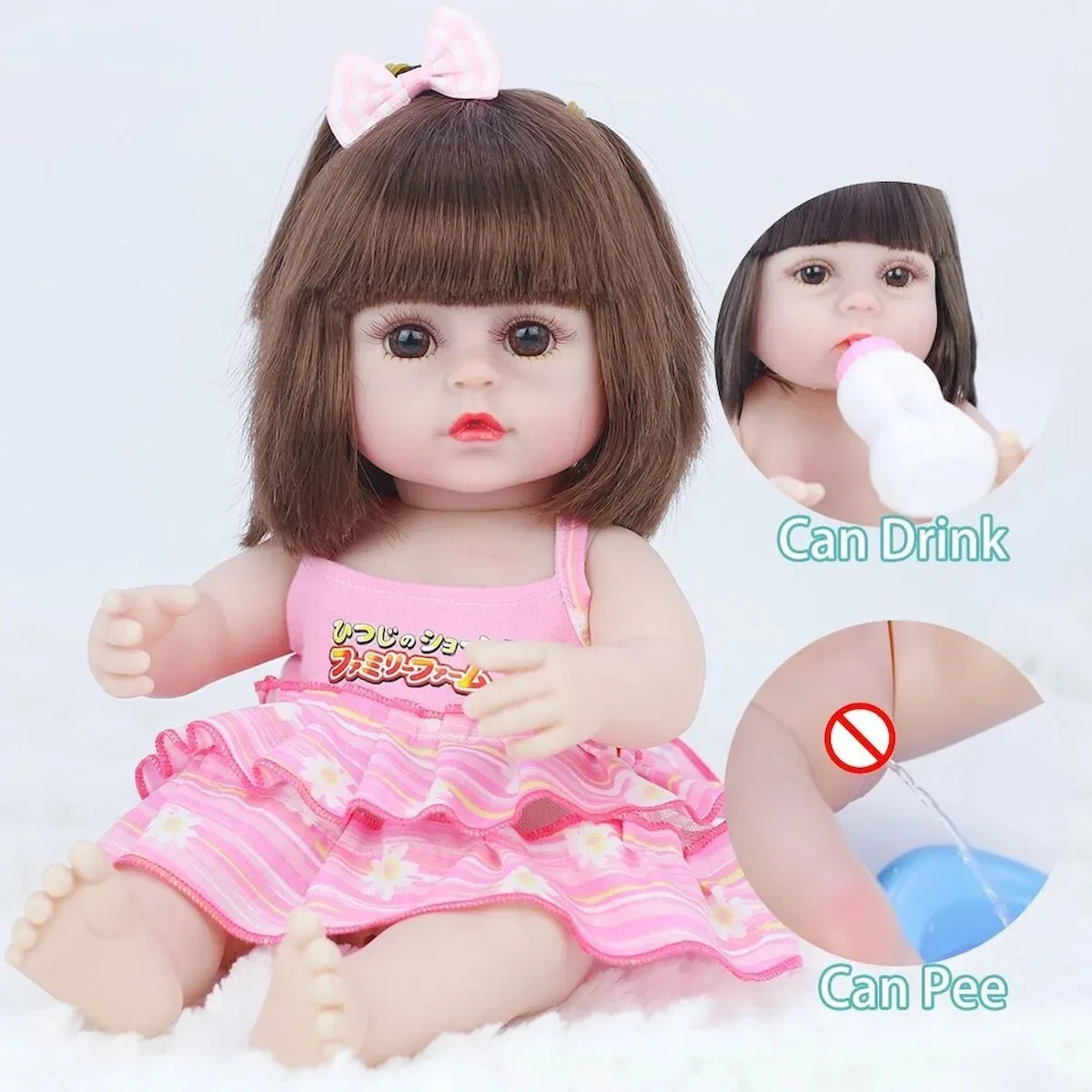 

Silicone Reborn Doll Realistic Pissing And Drinking Doll Vinyl Doll 38cm