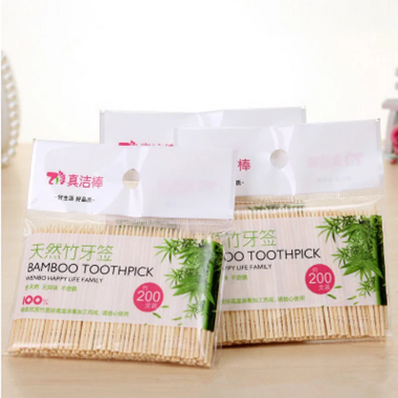 200 Упаковок Экологически Чистые Бамбуковые Зубочистки Одноразовые Деревянные