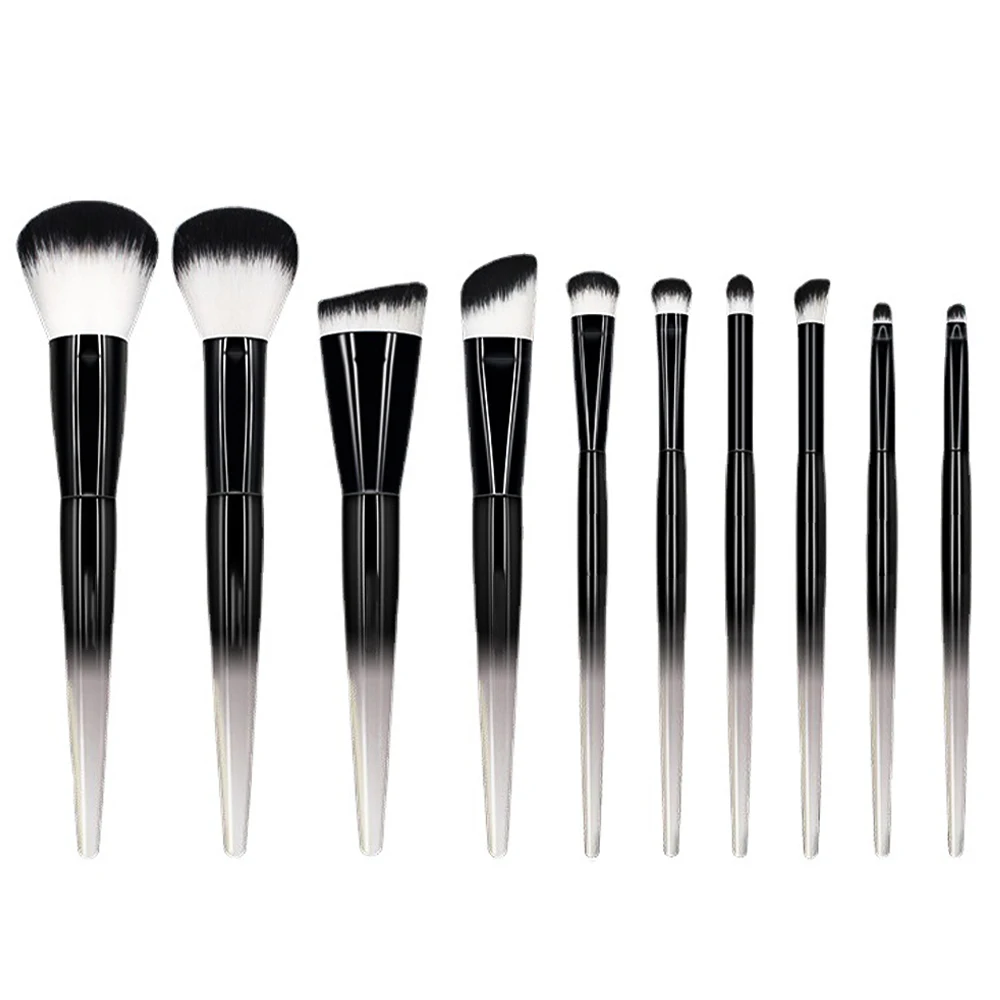 Philvini 10Pcs Makeup Brush Set Facial Eyes Lips Eyeshadow Eyebrow Comb Eyelash Spool Foundation Brush Tool Cosmetics