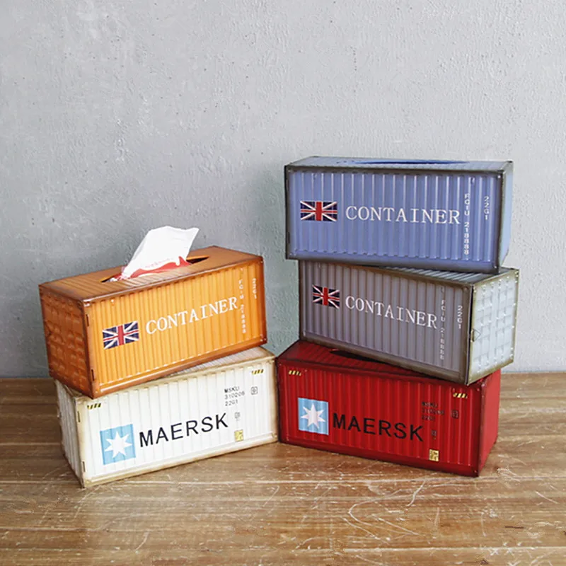 

Retro Wrought Iron Creative Industrial Style Container Tissue Box Home Living Room Desktop Restaurant Paper Box Decoration