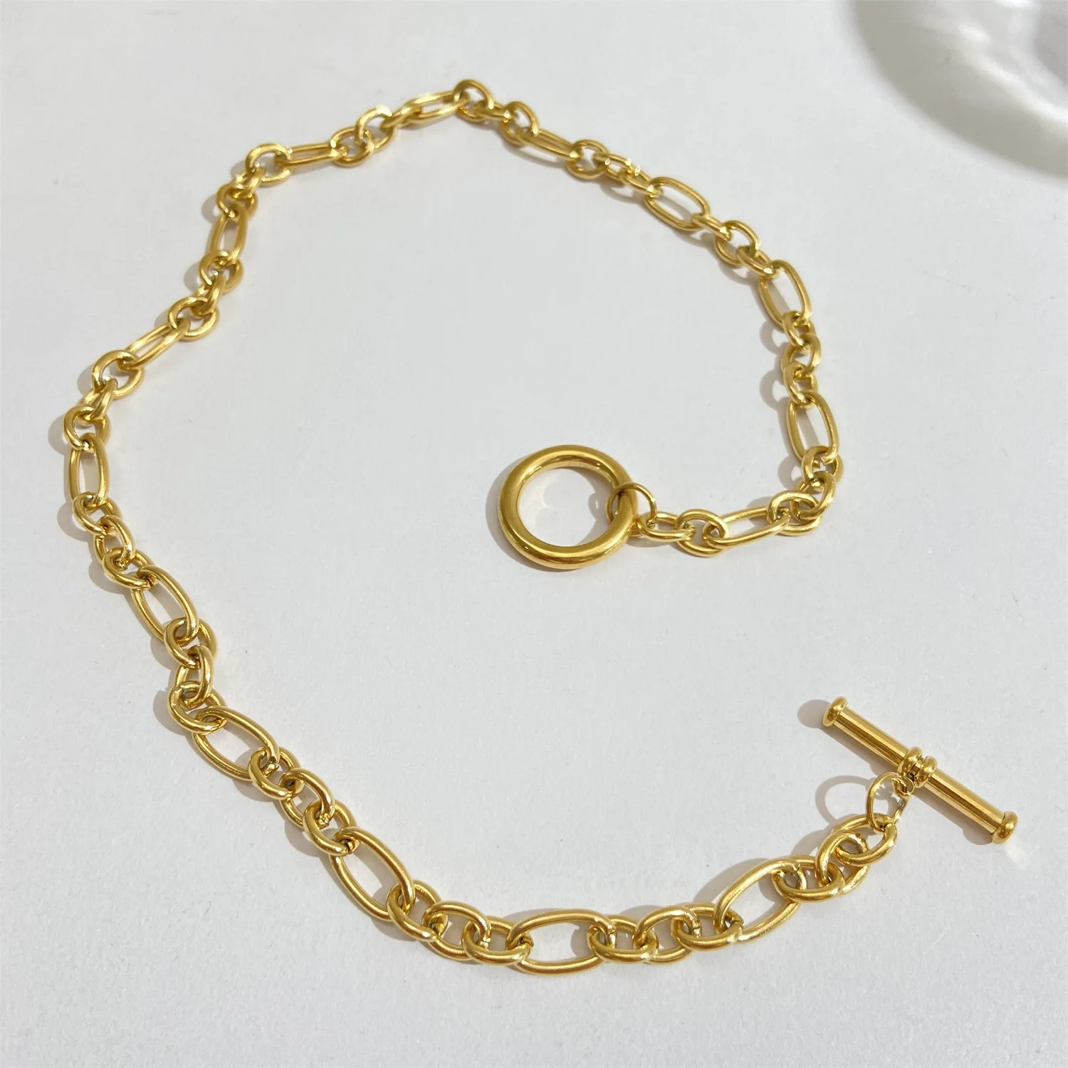 Ожерелье женское из нержавеющей стали толстая цепочка с застежкой не потускнеет