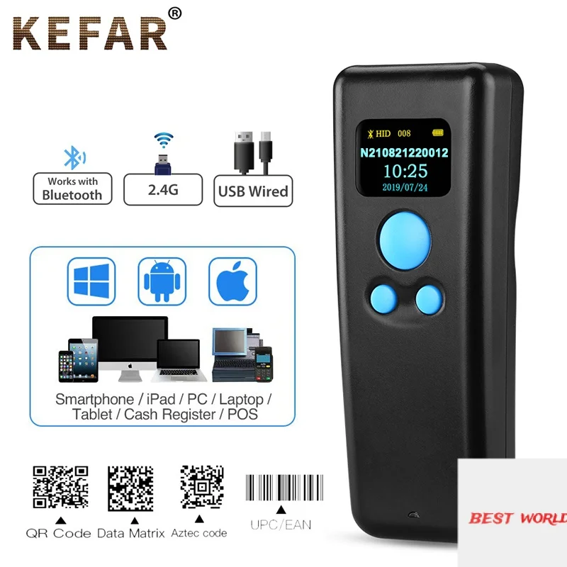 

High Speed Pocket Wireless Bluetooth 2.4G 1D 2D Mini Barcode Scanner Portable Barcode Reader for Tobacco Industry Mobile Payment