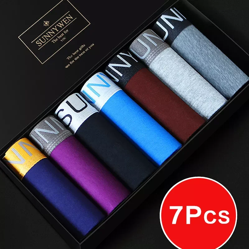 

7pcs/Lot Men's Underwear Cotton Men's Panties Breathable Men's Boxer's Solid Underwear Comfortable Shorts Underw