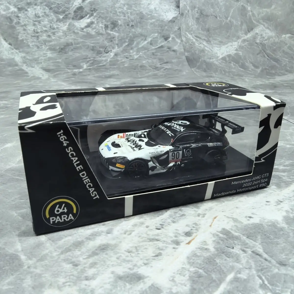 1:64, GT3 Спа # Модель гоночного автомобиля Panda 90 2022 года с окраской, литая миниатюрная имитационная модель автомобиля из сплава, предмет декора для взрослых, игрушка для мальчиков (art.: 3920db884d906) - 3920db884d906