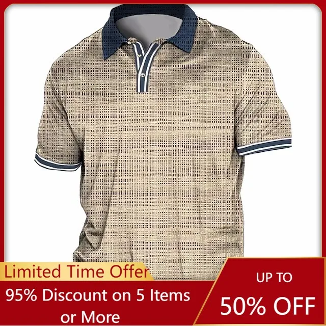 

Мужская классическая рубашка-поло, летняя спортивная рубашка в крупную и высокую клетку с коротким рукавом, уличная одежда, дизайнерские уличные Топы