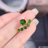 vintage popular natural diopside stone ring 925 sterling silver inlaid womens green gemstone ring wedding engagement party gift