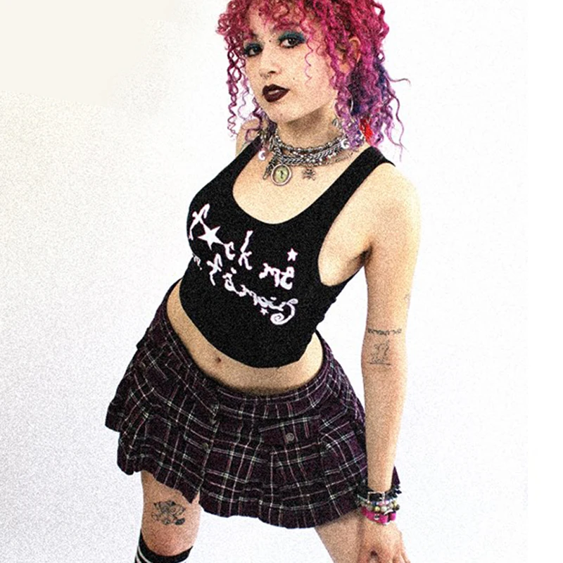 Женский винтажный Готический корсет Y2k укороченный топ в стиле гранж с надписью