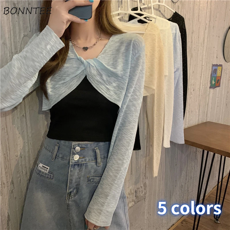 

Cropped Pullovers Women Criss-cross 5 Colors Sun-proof Summer Design Cool Sexy Ulzzang Slim All-match Girlish Tender Vacation BF
