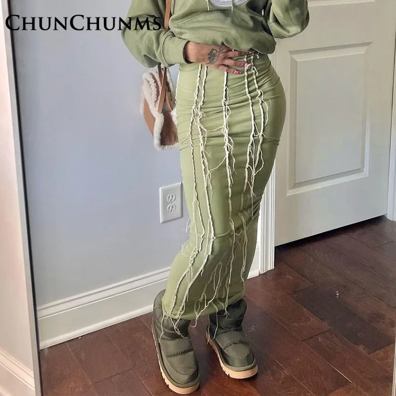 

Осень 2022, уличный дизайн, длинная юбка с запахом на бедрах для женщин, повседневное платье в спортивном стиле, одежда для вечерние ринки, ноч...