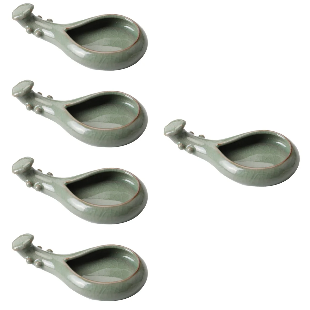 

5pcs Chinese Calligraphy Ink Dish Ceramic Ink Brush Washer Porcelain Pen Holder Rest