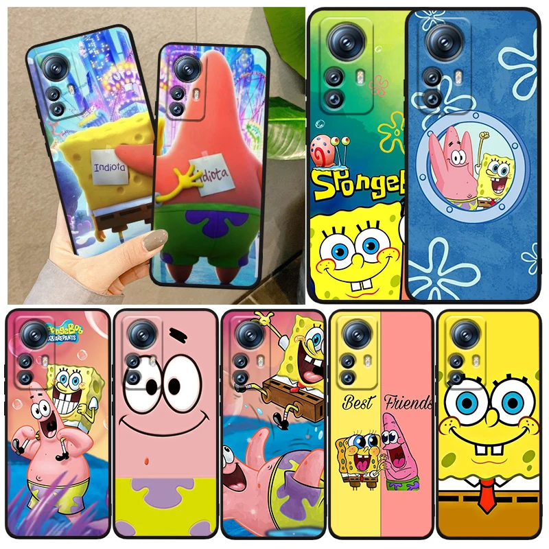 

Cartoon Spongebob Patrick Star Phone Case For Xiaomi Mi 12T 12S 12X 12 11 11T 11i 10T 10 9 Pro Lite Ultra 5G Cover Black Funda
