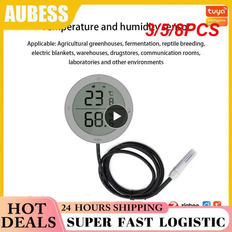 

3/5/8PCS Tuya Zigbee High Precision Tuya/ Smart Life Smart Temperature And Humidity Sensor Intelligent Linkage With Wire Probe