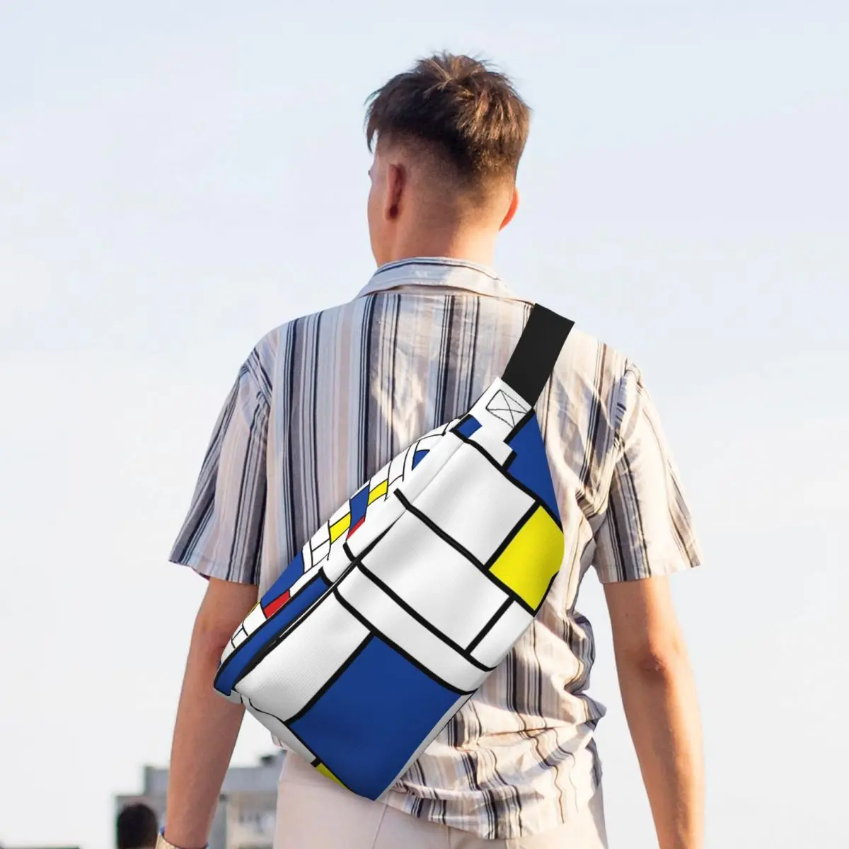 Фото Сумка-бананка через плечо Mondrian Minimalist De Stijl Modern Art II Fatfatin для мужчин и женщин, регулируемая поясная сумка, чехол для телефона, нагрудная сумка №3