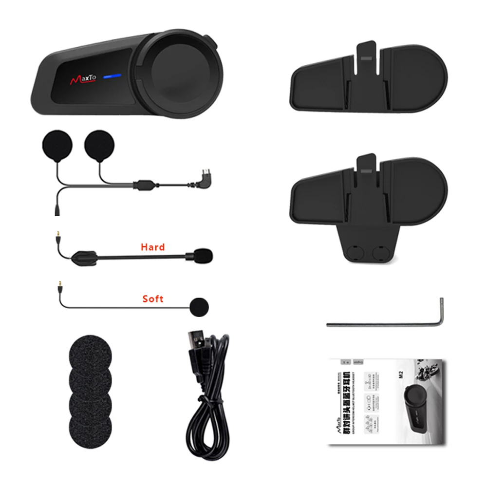 

Гарнитура для мотоцикла Maxto M2 водонепроницаемая, 1000 м, Bluetooth 5,0, FM, MP3