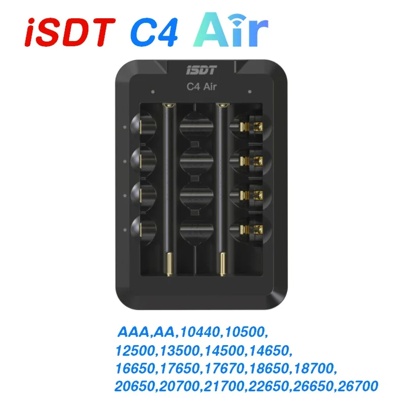 

ISDT C4 Air 4A 6 Slots USB Type-C input Smart Charger with APP Connection for RC AA AAA Li-ion Rechargeable Battery