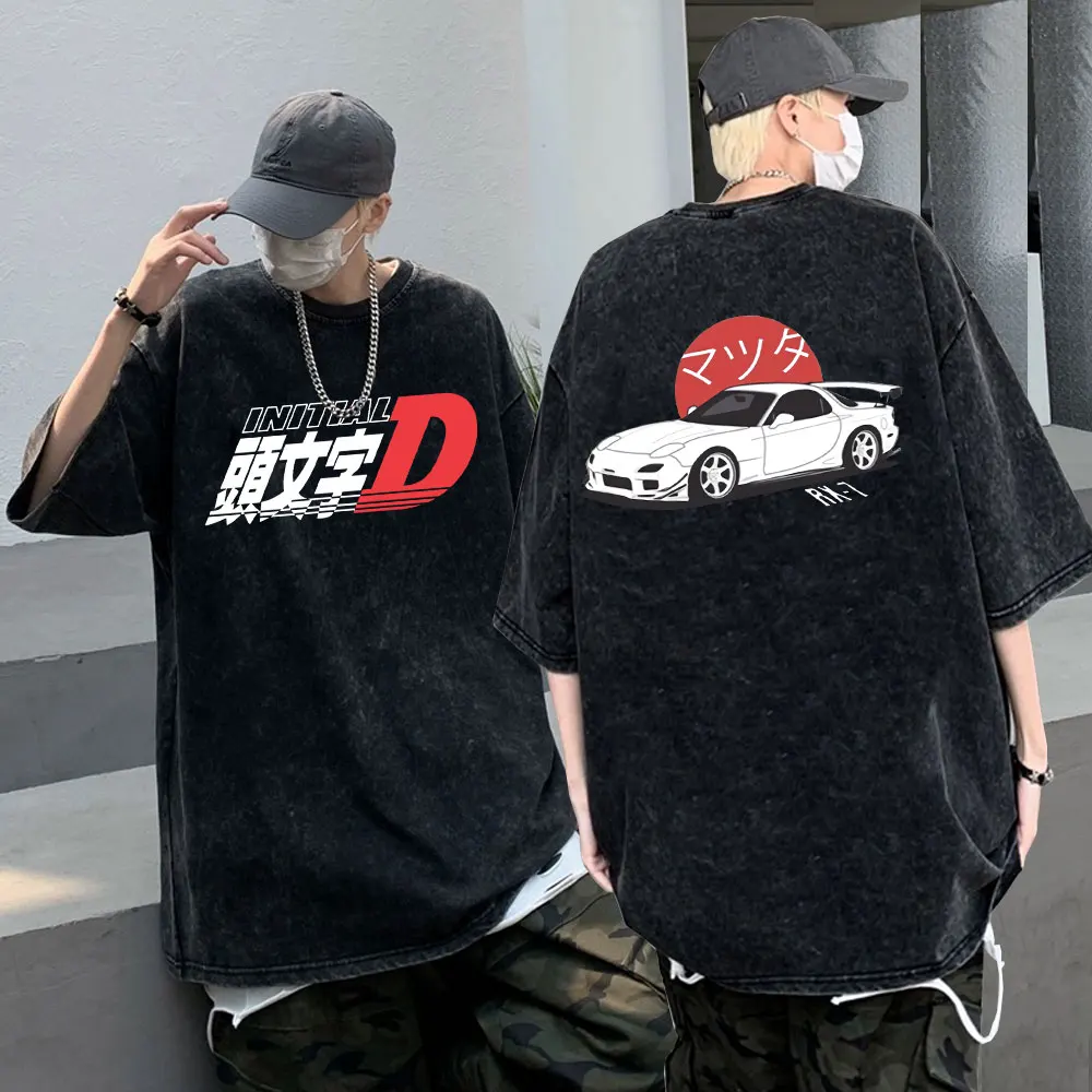 

Anime Initial D T Shirt Mazda RX7 Printed T-shirts Men Women JDM Automobile Culture Tees Unisex Fashion Tshirt Male Streetwear