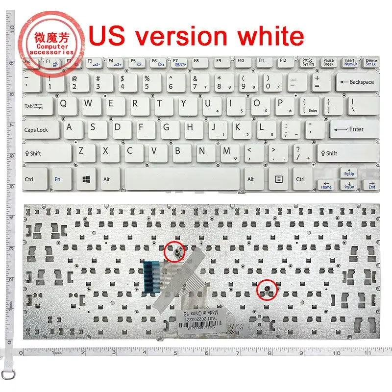 Клавиатура для ноутбука Sony Vaio SVF14, SVF14E, SVF142, SVF143, SVF144, белая, без рамки
