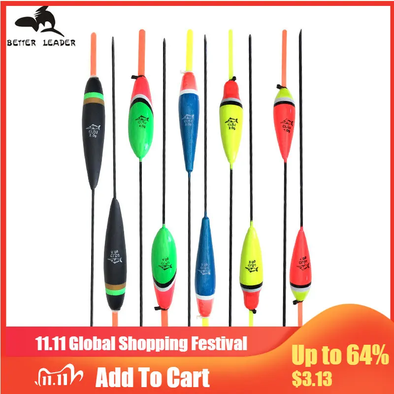 

BETTER LEADER Fishing Bobber 10pcs 1g-5g Carp Fishing Float Mix Size Fishing Floats Set Buoy Bobber With Lightstick Fishing Tool