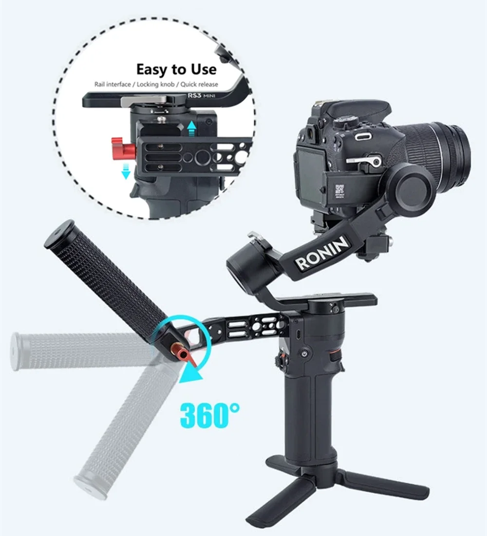 Регулируемая рукоятка из сплава с винтом 1/4 дюйма для стабилизатора DJI RS4 Pro RS3