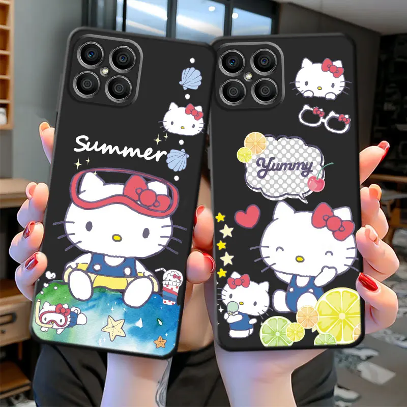 

Чехол Hello Kitty для Honor X5 X6 X7 X9a X8a 50 Magic4 Pro Magic5 Lite 20i 30i 60 70 80 20 X8 8X 20, мягкая задняя крышка из ТПУ