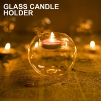 new round hollow crystal glass candle holder transparent crystal glass candlestick wedding bar party dining home decoration