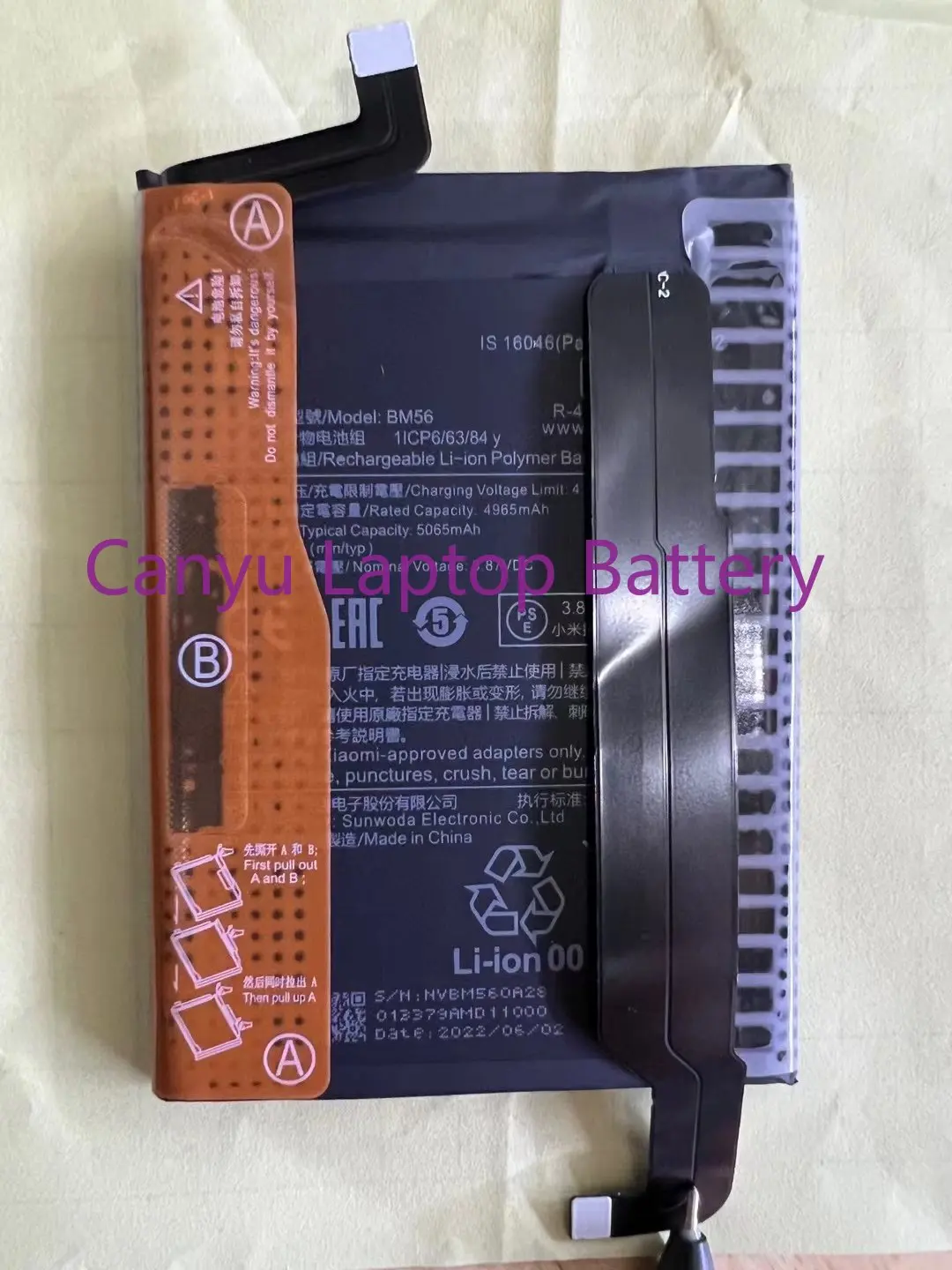 

Новый аккумулятор xiaomi BM56 для Xiaomi Redmi K40 5065 мА · ч 5G BM56 мобильный телефон