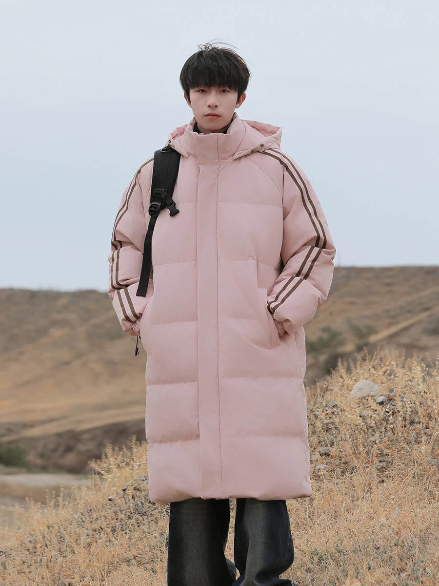 Down Jacket Cotton-padded Clothes Men's Outerwear Autumn and Winter 2024 New Fleece-lined Thickened Cotton Raccoon Warm Mid-L...