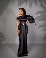 elegant black evening gowns plus size one shoulder long sleeves custom made homecoming dress mermaid formal prom dresses
