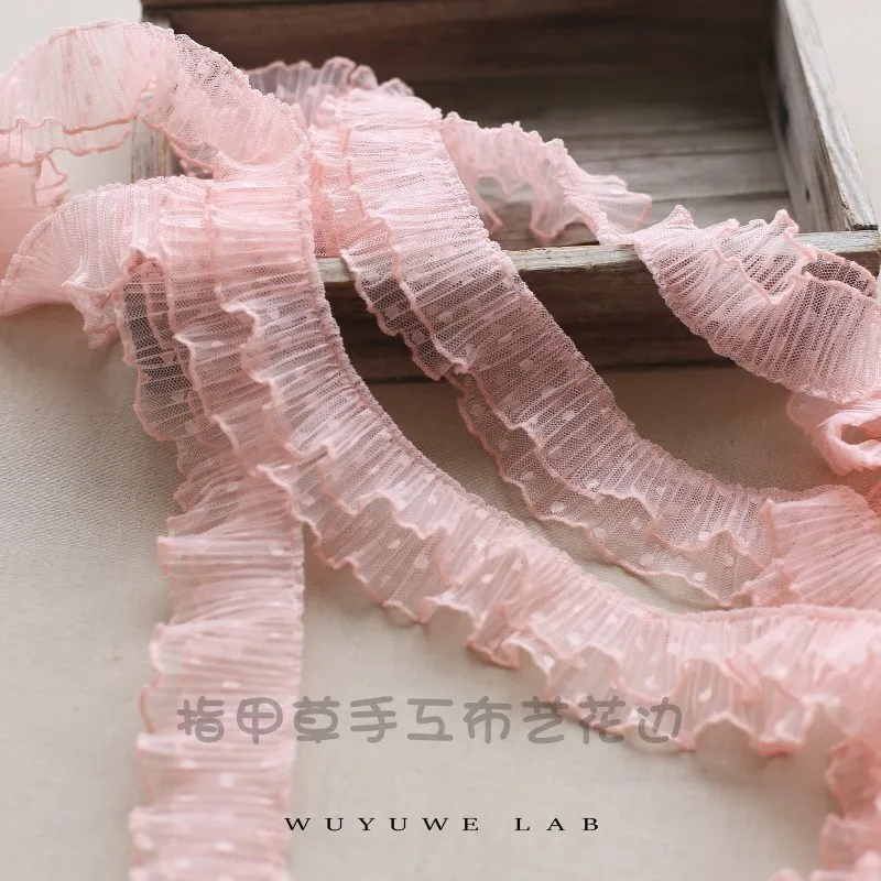 2 м плиссированный тюль кружевная ткань 5 см в горошек отделка аппликация на