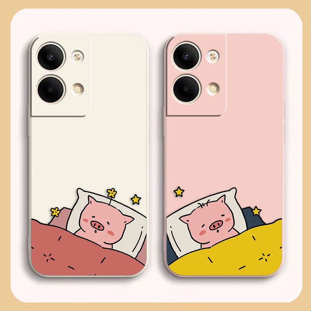 

Phone Case For OPPO RENO 8 7 9 6 7SE 5 4 4SE 4 3 4G 5G PRO PLUS Colour Case Cover Funda Cqoue Shell Capa Cute Cartoon Pink Piggy