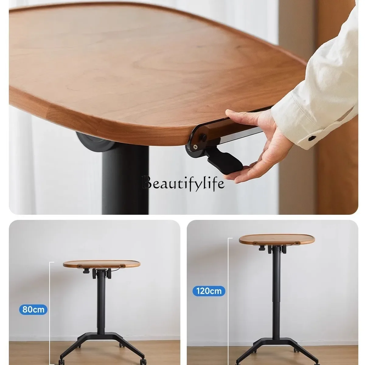 Подвижный подъемный стол из скандинавского вишневого дерева для гостиной