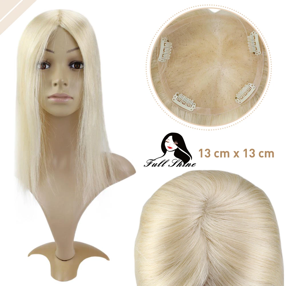 Full Shine Hair Topper Ombre 13*13cm Machine Remy Hair Piece With Clips 100% Real Human Hair  Mono Base For Woman